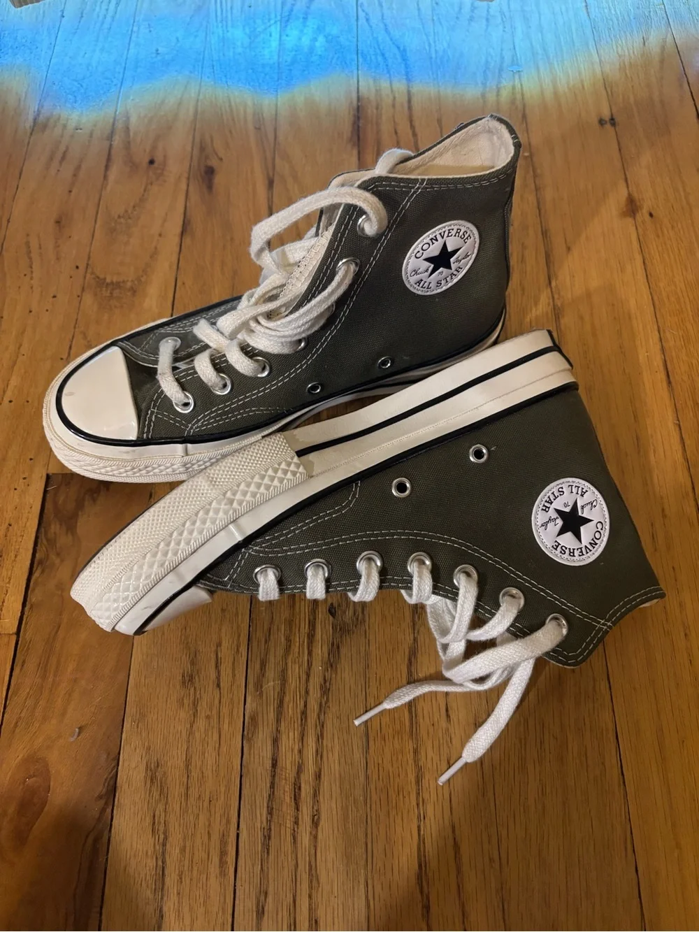 Converse Kids High Top Sneakers in Olive Green with White Accents